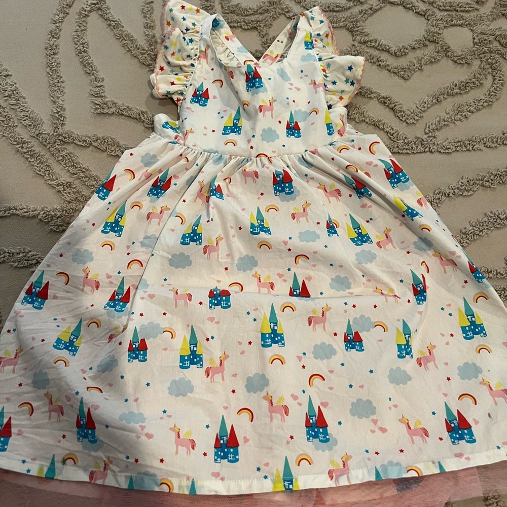 Wildflower girls unicorn and castle sundress, size 4